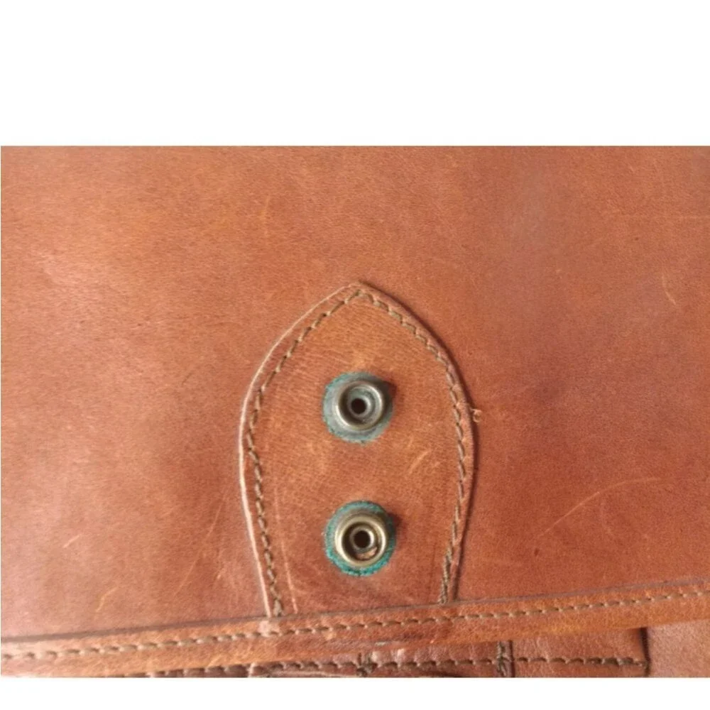 Vintage Handcrafted Leather Messenger Bag Cognac Brown ~Patina Present